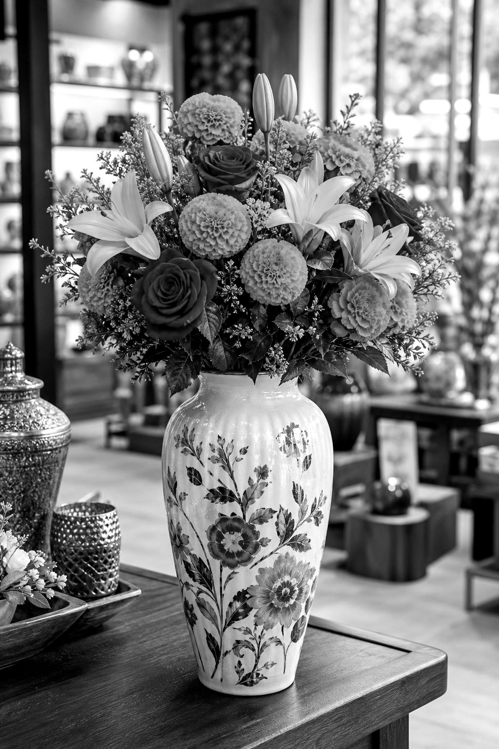 Flower vases and artificial flowers at Monalisa NXT Emporium
